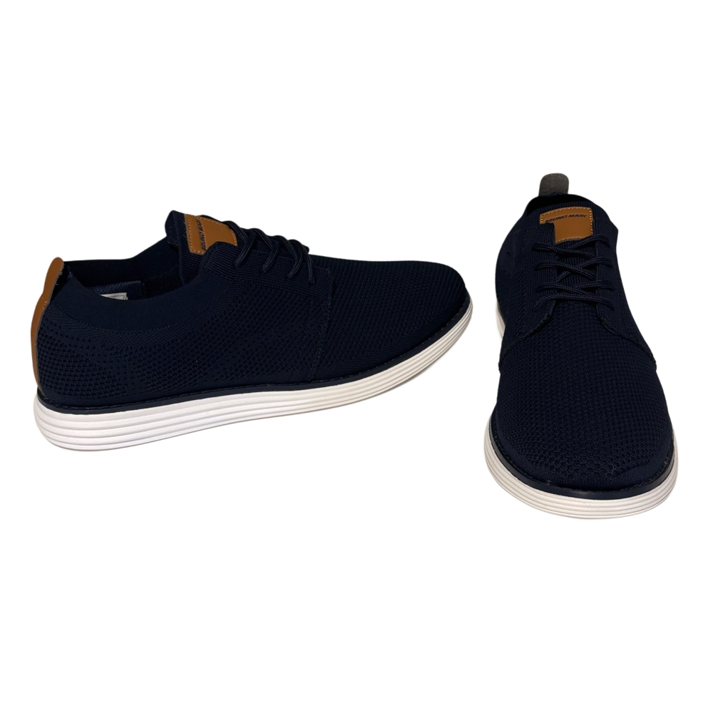 Men's Knit Lace-Up Sneakers in Navy with White Sole - Picture 2 of 9